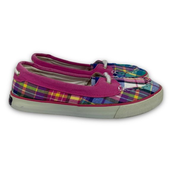 US Polo Assn Stacy Boat Shoes JTA3328 Slip On Loafers Plaid Multicolor Women 7 - Picture 1 of 9